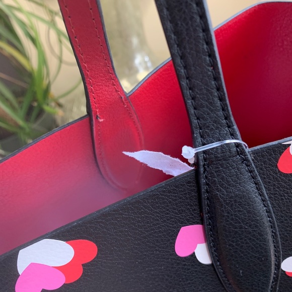 Authentic Kate spade Colorblock leather Hearts prints large Tote/Wristlet - Picture 14 of 16